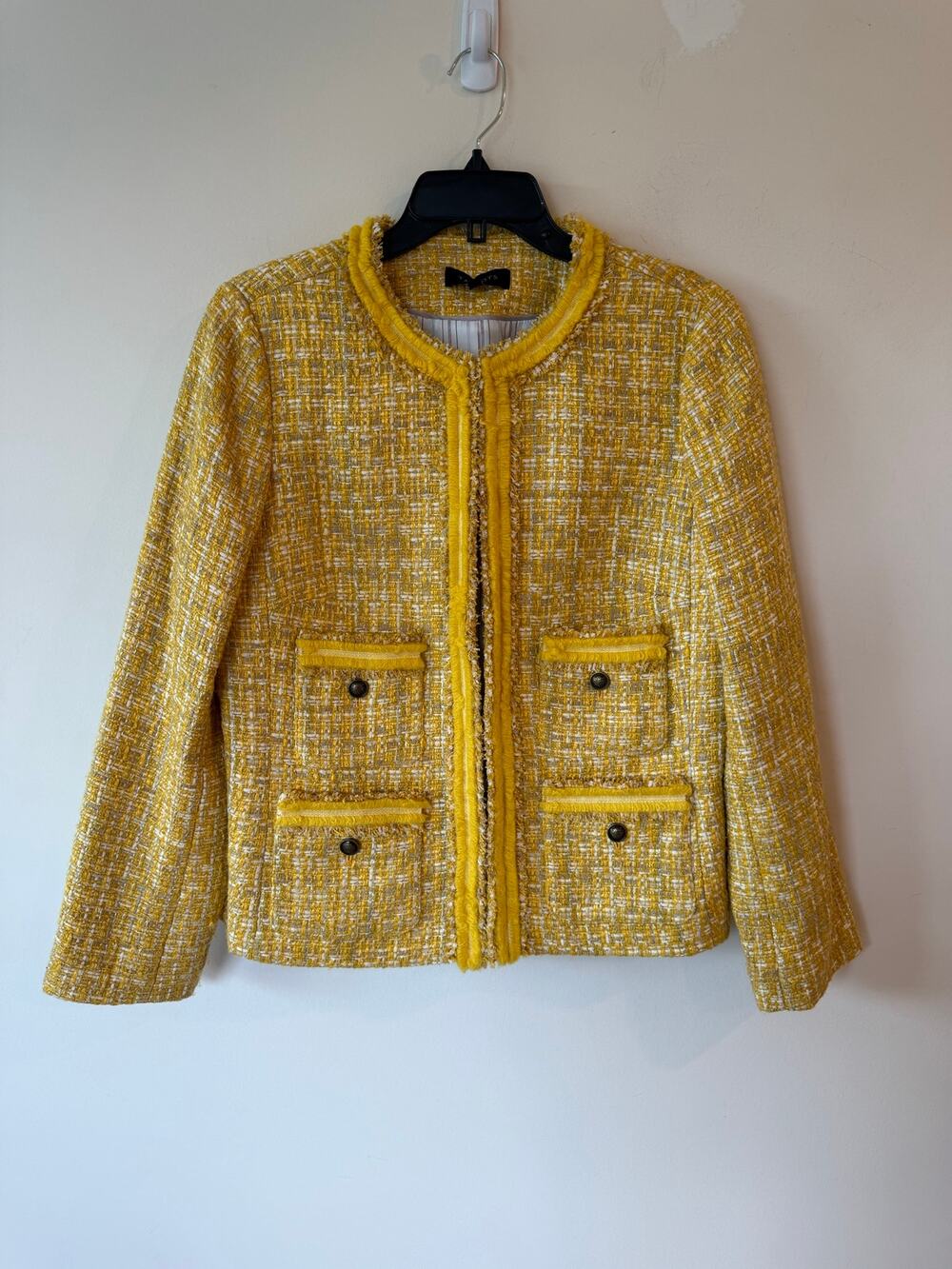 Talbots Tweed Jacket Women's Size 12 Yellow Long Sleeves Classic Normcore